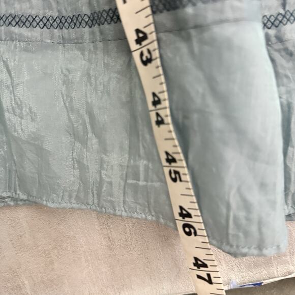 Lapis Anthropologie Dress One Size Maxi Blue Smocked Organza Boho Strapless - Picture 12 of 16